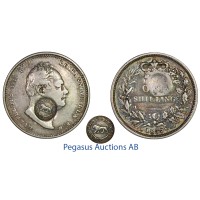 C26, Costa Rica, 2 Reales "Lion" Countermarked on William IV, Shilling 1837, Silver, KM unlisted!