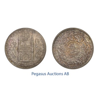 C28, India, Hyderabad, Rupee AH1342/13, Silver, Toned UNC!