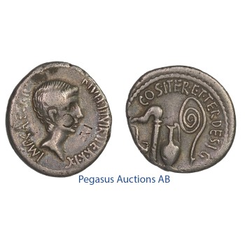 C50, Roman Imperatorial, Octavian (Augustus) (44 BC/27 BC-14 AD) AR Denarius (3.58g) Struck 37 BC