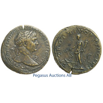 C52, Roman Empire, Trajan (98-117 AD) Æ Sestertius (24.28g) Rome, Struck 103-111 AD, Fortuna