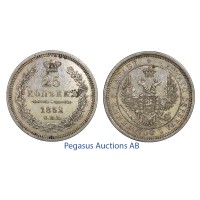 C58, Russia, Nicholas I, 25 Kopeks 1852/СПБ-ПА, St. Petersburg, Silver, High Grade