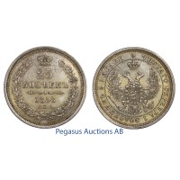 C64, Russia, Alexander II, 25 Kopeks 1858/СПБ-ФБ, St. Petersburg, Silver, High Grade