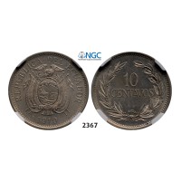 05.05.2013, Auction 2/2367. Ecuador, 10 Centavos 1919, Copper­-Nickel, NGC MS64
