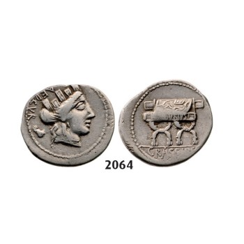 Lot: 2064. Roman Republic,  P. Furius Crassipes (84 BC) Denarius, Rome, Silver (3.78g)