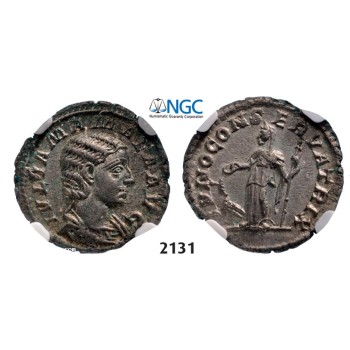 Lot: 2131. Roman Empire, Julia Mamaea, 222-­235 AD, Denarius (Struck 222 AD) Rome, Silver (2.93g), NGC Ch AU