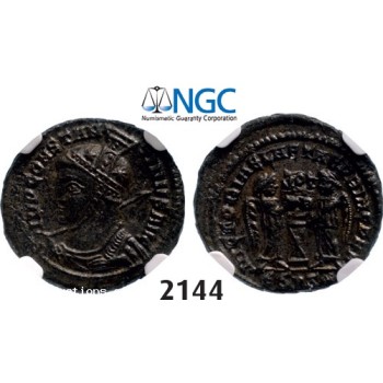 Lot: 2144. Roman Empire, Constantine I, 307-­337 AD, Æ3 (Nummus) (Struck 319-­320) Siscia, Billon (2.74g), NGC MS