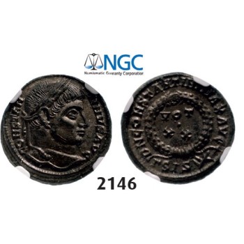 Lot: 2146. Roman Empire, Constantine I, 307-­337 AD, Æ3 (Nummus) (Struck 321­-324) Siscia, Billon (3.27g), NGC MS