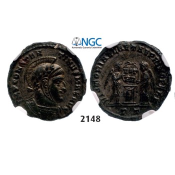 Lot: 2148. Roman Empire, Constantine I, 307-­337 AD, Æ3 (Nummus) (Struck 325 AD) Ticinum, Billon (3.27g), NGC AU