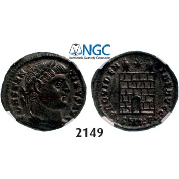 Lot: 2149. Roman Empire, Constantine I, 307-­337 AD, Æ3 (Nummus) (Struck 327­-328 AD) Cyzicus, Billon (3.47g), NGC AU