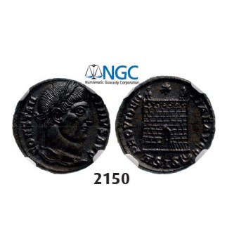 Lot: 2150. Roman Empire, Constantine I, 307-­337 AD, Æ3 (Nummus) (Struck 328-­329 AD) Siscia, Billon (2.71g), NGC MS