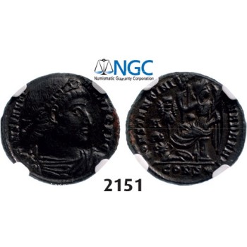Lot: 2151. Roman Empire, Constantine I, 307-­337 AD, Æ3 (Nummus) (Struck 329 AD) Constantinople, Billon (3.27g), NGC Ch XF