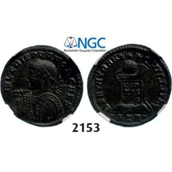 Lot: 2153. Roman Empire, Crispus, 316­-326, Æ3 (Nummus) (Struck 322 AD) Trier, Billon (2.77g), NGC Ch XF