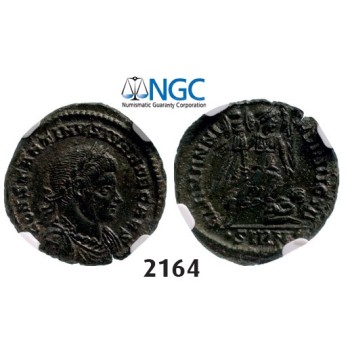 Lot: 2164. Roman Empire, Constantine II as Caesar, 337-­361 AD, Æ3 (Nummus) (Struck 337­-338 AD) Sirmium, Billon (2.50g), NGC Ch XF
