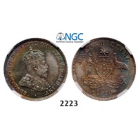 Lot: 2223. Australia, Edward VII, 1901-­1910, Shilling 1910, London, Silver, NGC AU58