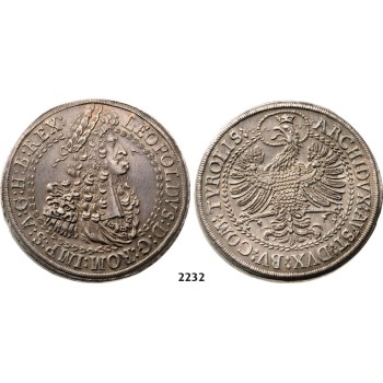 Lot: 2232. Austria, Leopold, 1657-­1705, Double Taler, No Date (1695) Hall, Silver