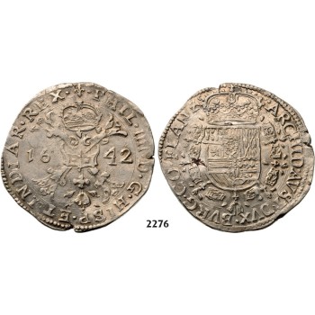 Lot: 2276. Belgium, Flandern, Philip IV. Of Spain, 1621-­1665, Patagon 1642, Bruges, Silver