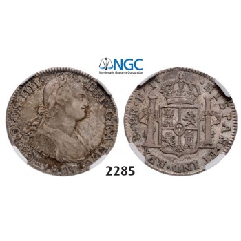 Lot: 2285. Bolivia, Spanish colony, Charles IV, 1788-­1808, 2 Reales 1807-­PTS/PJ, Potosi, Silver, NGC VF