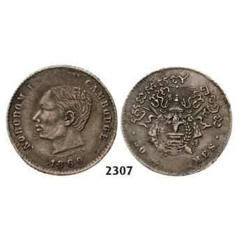 Lot: 2307. Cambodia, Norodom I, 1859-­1904, 50 Centimes 1860, Silver