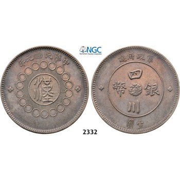 Lot: 2332. China, Szechuan Province, Yuan (Dollar) Year 1 (1912) Chengdu, Silver, NGC AU
