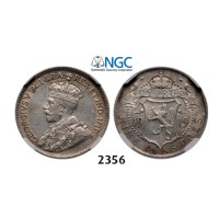 Lot: 2356. Cyprus, George V, 1910-­1936, 9 Piastres 1919, London, Silver, NGC AU55