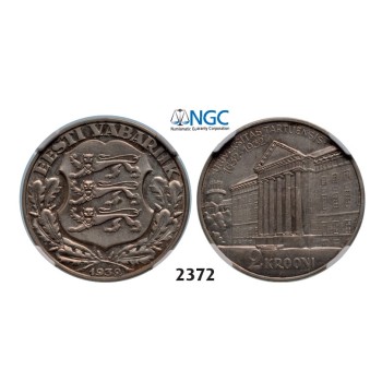 Lot: 2372. Estonia, 2 Krooni 1932, Silver (12.00g) Tercentenary University of Tartu, NGC MS62