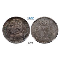 Lot: 2393. France, Louis XVIII, 1814-­1815/1815­-1824, 5 Francs 1815-­I, Limoges, Silver, NGC AU53