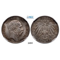 Lot: 2459. Germany, Saxony, Albert, 1873-­1902, 2 Mark 1902­-E, Muldenhutten, Silver , NGC MS65