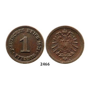 Lot: 2466. Germany, Empire, standard coinage, Wilhelm I, 1871-­1888, 1 Pfennig 1873­-A, Berlin, Copper, NGC VF35BN