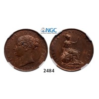 Lot: 2484. Great Britain, Victoria, 1837-­1901, ½ Penny 1854, Copper, NGC MS62RB