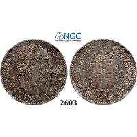 Lot: 2603. Italy, Kingdom, Umberto I, 1878-­1900, 2 Lire 1887-­R, Rome, Silver , NGC AU58