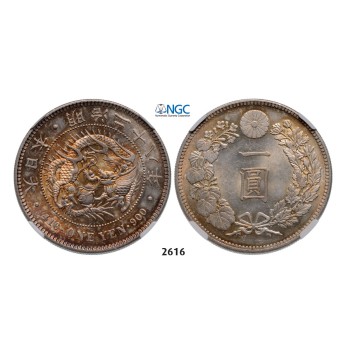 Lot: 2616. Japan, Mutsushito (Meiji), 1867-­1912, Yen, Year 28 (1895) Silver, NGC MS64