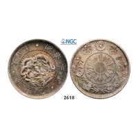 Lot: 2618. Japan, Mutsushito (Meiji), 1867-­1912, 20 Sen, Year 3 (1870) Silver , NGC MS63