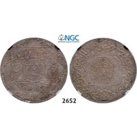 Lot: 2652. Morocco, Abd al­Aziz, AH1311-­1326 (1894­-1908 AD),5 Dirhams AH1315­-Pa (1898) Paris, Silver , NGC AU58