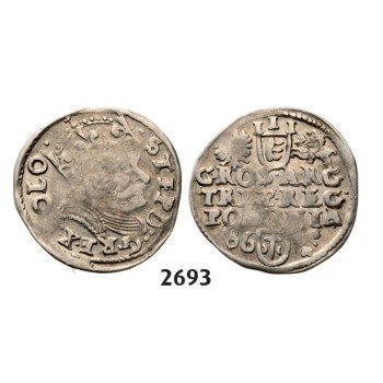 Lot: 2693. Poland, Stefan Bathory, 1575­-1586, 3 Groschen (Trojak) 1586, Poznan (Posen) Silver