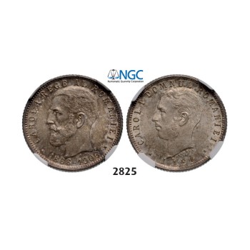 Lot: 2825. Romania, Carol I, 1866­-1914, Leu No Date (1906) Brussels, Silver, NGC MS64