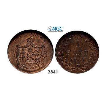 Lot: 2841. Romania, Carol I, 1866­-1914, Banu 1867­ Heaton, Birmingham, Copper, NGC MS64RB