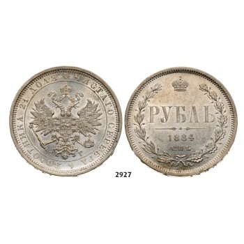 Lot: 2927. Russia, Alexander III, 1881-­1894, Rouble (Rubel) 1884-­&#1057;&#1055;&#1041;/&#1040;&#1043;, St. Petersburg, Silver