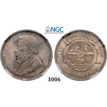 Lot: 3006. South Africa, Zuid­-Afrikaansche Republiek (ZAR), 2 Shillings 1897, Silver, NGC UNC