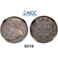 Lot: 3010. South Africa, Zuid­-Afrikaansche Republiek (ZAR), 6 Pence 1893, Silver, NGC VF