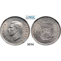 Lot: 3016. South Africa, Union of South Africa, George VI, 1936-­1952, 2­ 1/2 Shillings 1942, Pretoria, Silver, NGC MS62