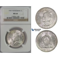 D06, Honduras, Lempira 1937, Silver, NGC MS64 (Pop 1/2) D06, Honduras, Lempira 1937, Silver, NGC MS64 (Pop 1/2)