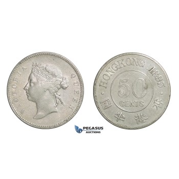 D78, Hong Kong, Victoria, 50 cents 1893, Silver, Very Nice!