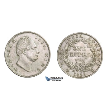D81, British India, William IV, Rupee 1835 (RS Incuse) Silver
