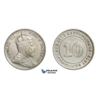 E20, Straits Settlements, Edward VII, 10 Cents 1909-B, Silver, High Grade, Rare!