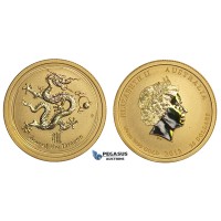 E62, Australia GOLD Lunar Dragon Proof 25 Dollar 1/4 Oz.999 Gold (Encapsulated)