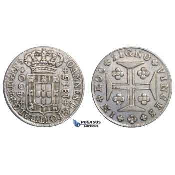 E75, Portugal, Joao VI, 400 Reis 1815, Lisbon, Silver, Very Nice!