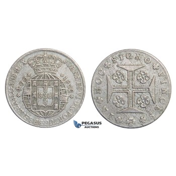 E76, Portugal, Joao VI, 400 Reis 1822, Lisbon, Silver, High Grade!