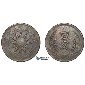 E90, China, Honan, 100 cash Yr. 20 (1931) Large Copper, Rare!