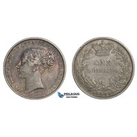 E99, Great Britain, Victoria, Shilling 1848/6, Silver, Rainbow Toning!