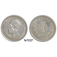 F16, Norway, Oscar II, 1 Krone 1895, Silver, NM 44, High Grade (Lightly polished)